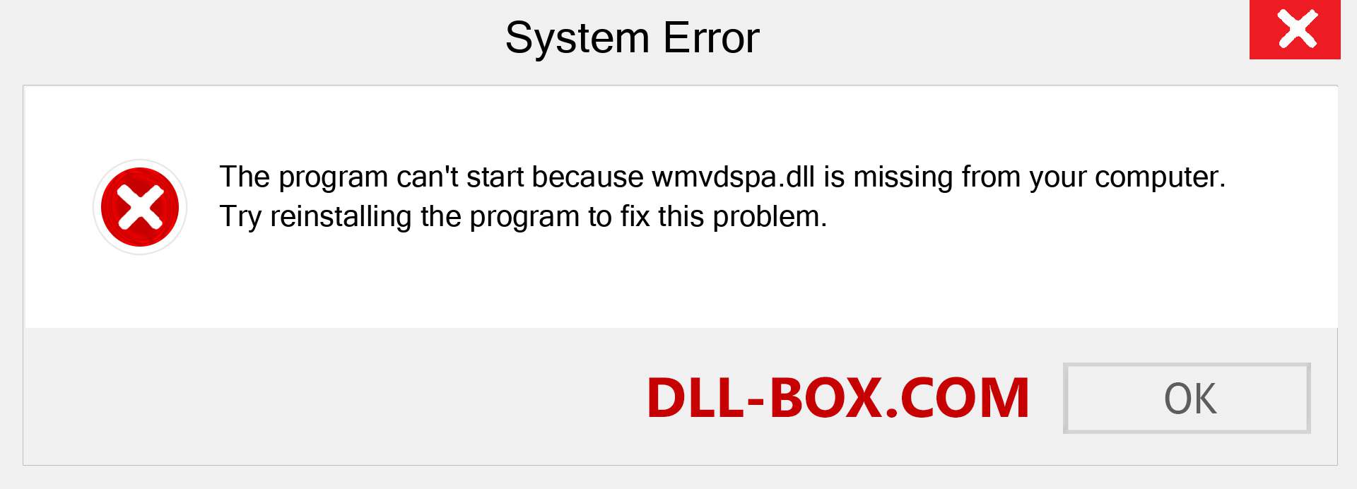  wmvdspa.dll file is missing?. Download for Windows 7, 8, 10 - Fix  wmvdspa dll Missing Error on Windows, photos, images